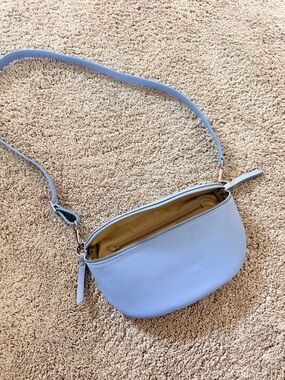 Light Blue Crossbody Leather Bag - Women's Shoulder Purse